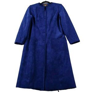 Vintage Clarissa Jacket Women's 8 Blue Ultra Suede Goth Quiet Luxury Button Up